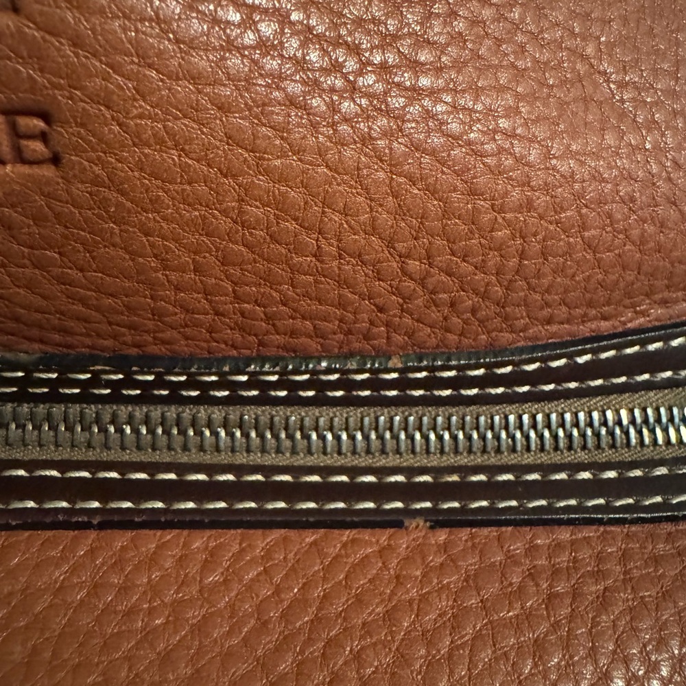 Dooney & Bourke Embossed Logo Pebbled Leather Shoulder Bag - Brown - Picture 11 of 13